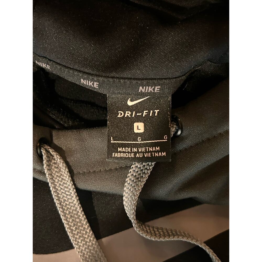 Nike Black Gray Dri-Fit Hoodie Men L Pullover Training Athletic Performance Gym - Picture 3 of 9